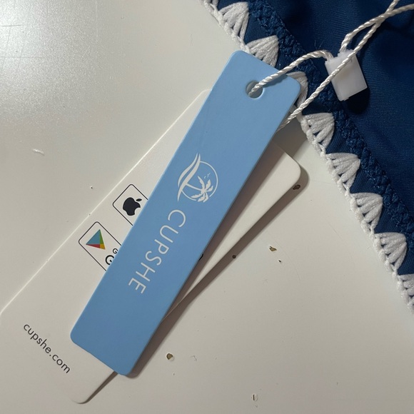 Cupshe Blue and White Crochet Trim Sporty Bikini Size M - Picture 6 of 6